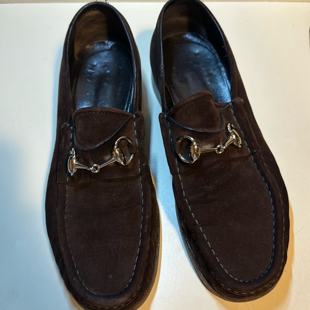 Gucci brown suede loafers